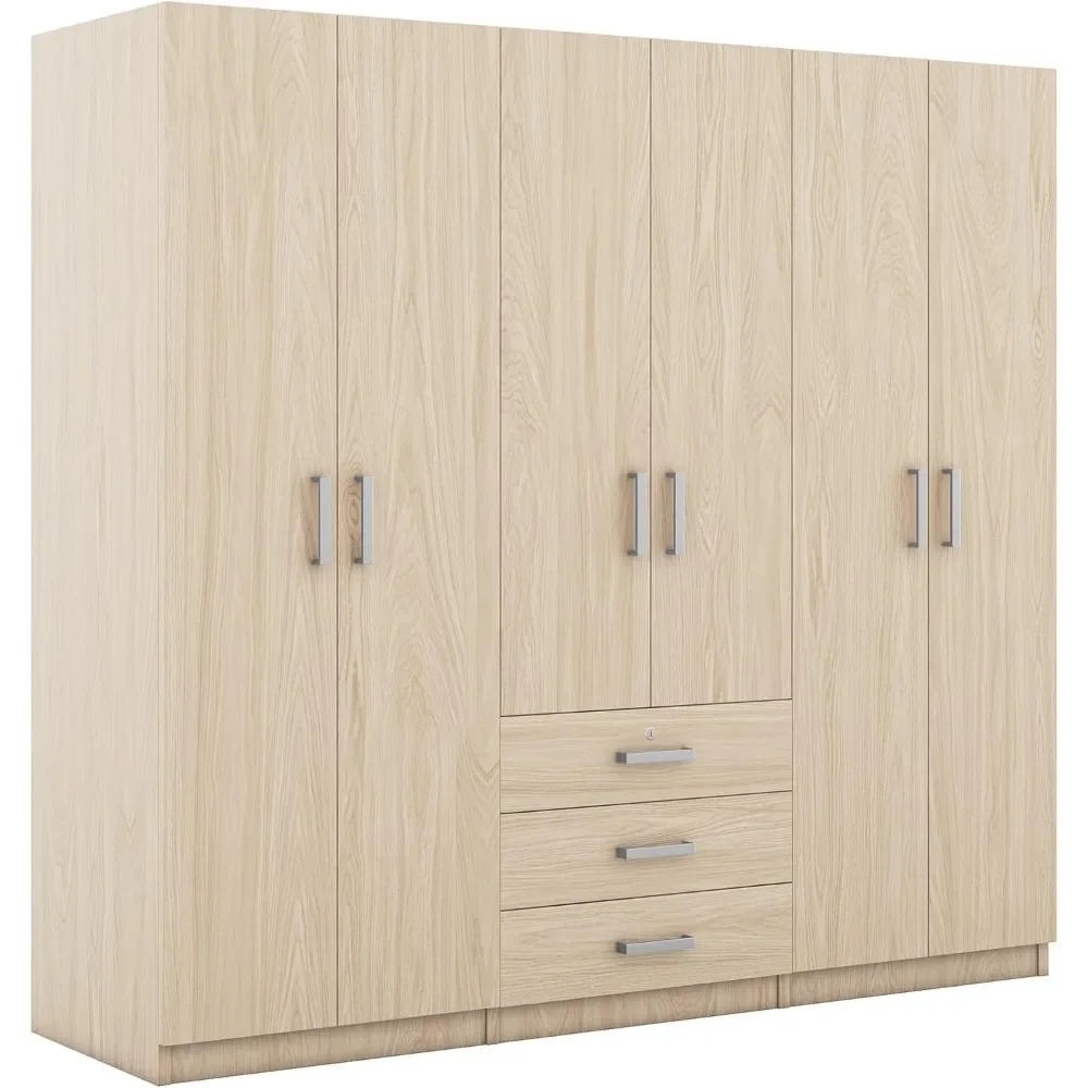 Description Picture 3 of item6 wooden coat cabinets, bedroom clothes organizer (brown)