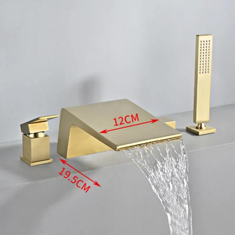Description Picture 5 of itemBathtub Faucet Widespread Tub Sink Mixer Tap Brushed Gold Brass Basin Bath Shower with Hand shower Head