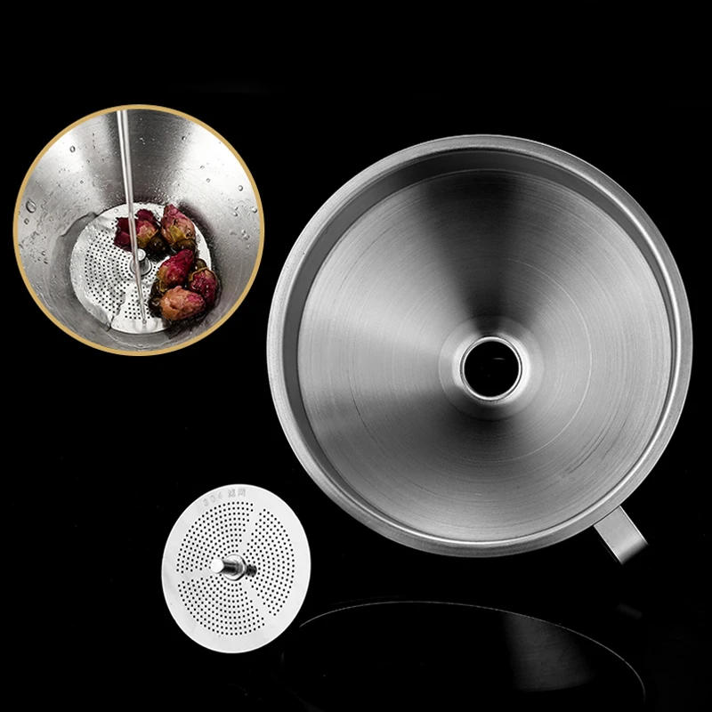 Description Picture 4 of itemStainless Steel Funnel Kitchen Oil Liquid Funnel Metal Funnel with Detachable Filter Wide Mouth Funnel for Canning Kitchen Tools