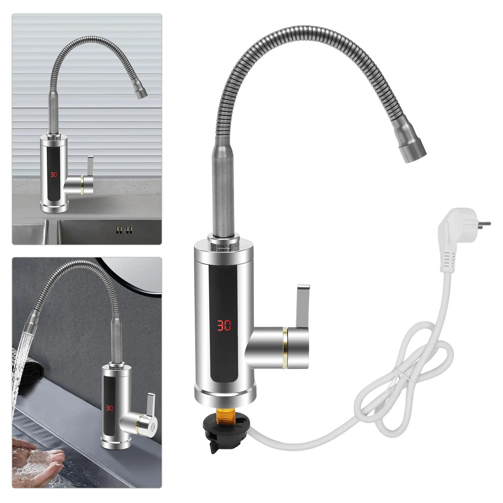 Description Picture 6 of item3000W 220V Electric Kitchen Flow Water Heater Tap Instant Hot Water Faucet Heater Cold Heating Tankless Water Heater with LED
