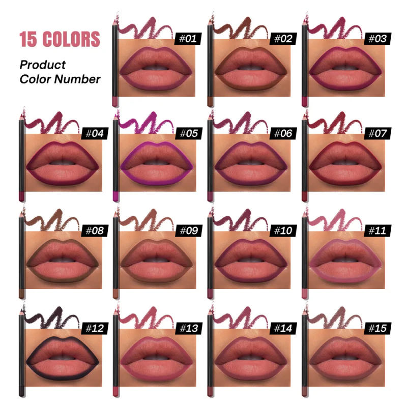 Description Picture 5 of item10sets Lip Liner 6Pcs Private Label Cosmetics Lipliner Waterproof Lip Pencils Matte Waterproof Colorful Silk Lipstick Pen Bulk