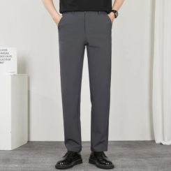 2024 Summer New Daily Casual Pants Men's 9-inch Slim Fit Straight Leg Versatile Business Trend Simple Casual Long Pants