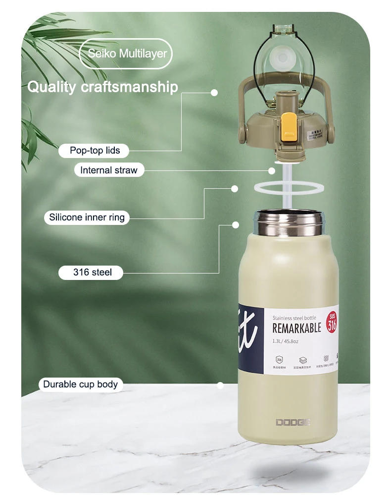 Description Picture 4 of itemLarge Capacity Thermo Bottle Portable Thermal Mug Thermos Water Bottle Tumbler Thermoses Outdoor Stainless Steel Therma