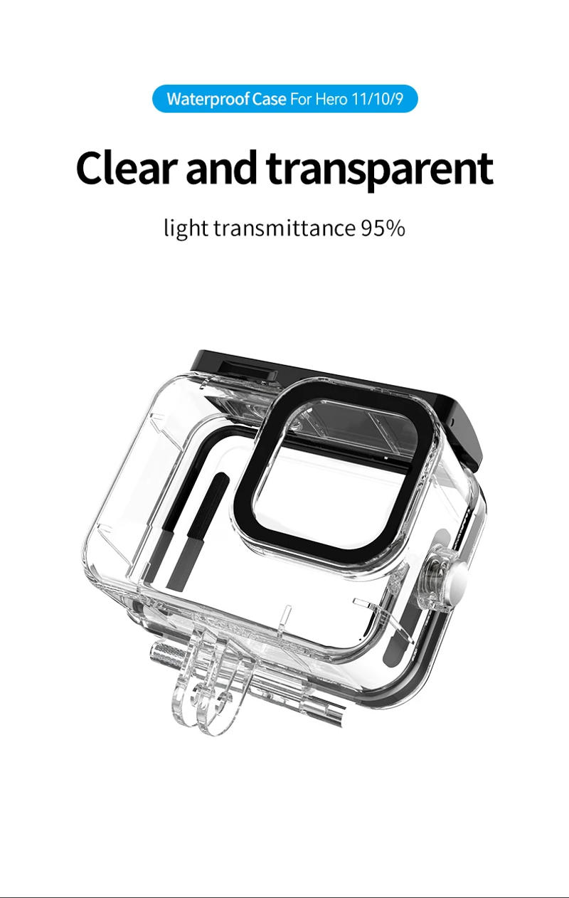 Description Picture 2 of itemTELESIN 60M Waterproof Case Underwater Tempered Glass Lens Diving Housing Cover for GoPro Hero 9 10 11 12 Black Camera Accessori