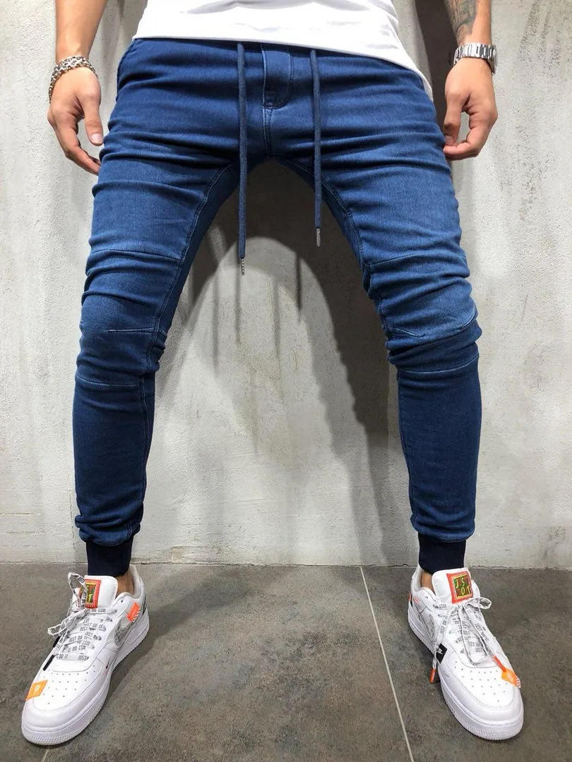Description Picture 6 of itemMens Pants Lace-up Simple Design Jeans Casual Slim Trousers Male  Pencil Denim Skinny For Men  hip hop  men clothing  men pants