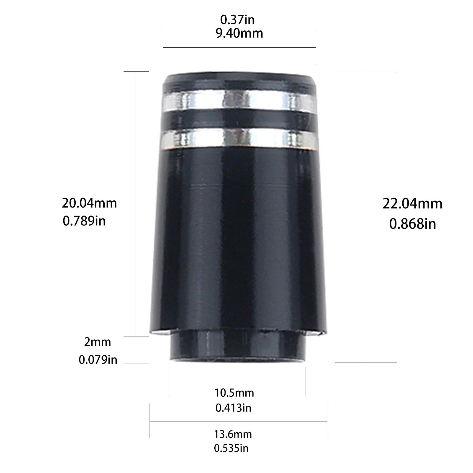 Description Picture 4 of item10Pcs Tip Size 0.370 Plastic Golf Ferrules Sleeve Ferrule with Two Silver Ring 9.4x22.04x13.6mm for Iron Club Shafts Accessories