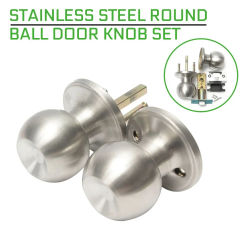 25mm-45mm Stainless Steel Door Lock Bathroom Round Ball Door Knob Set Handle Passage Lock Contemporary Internal Door Knob Pair