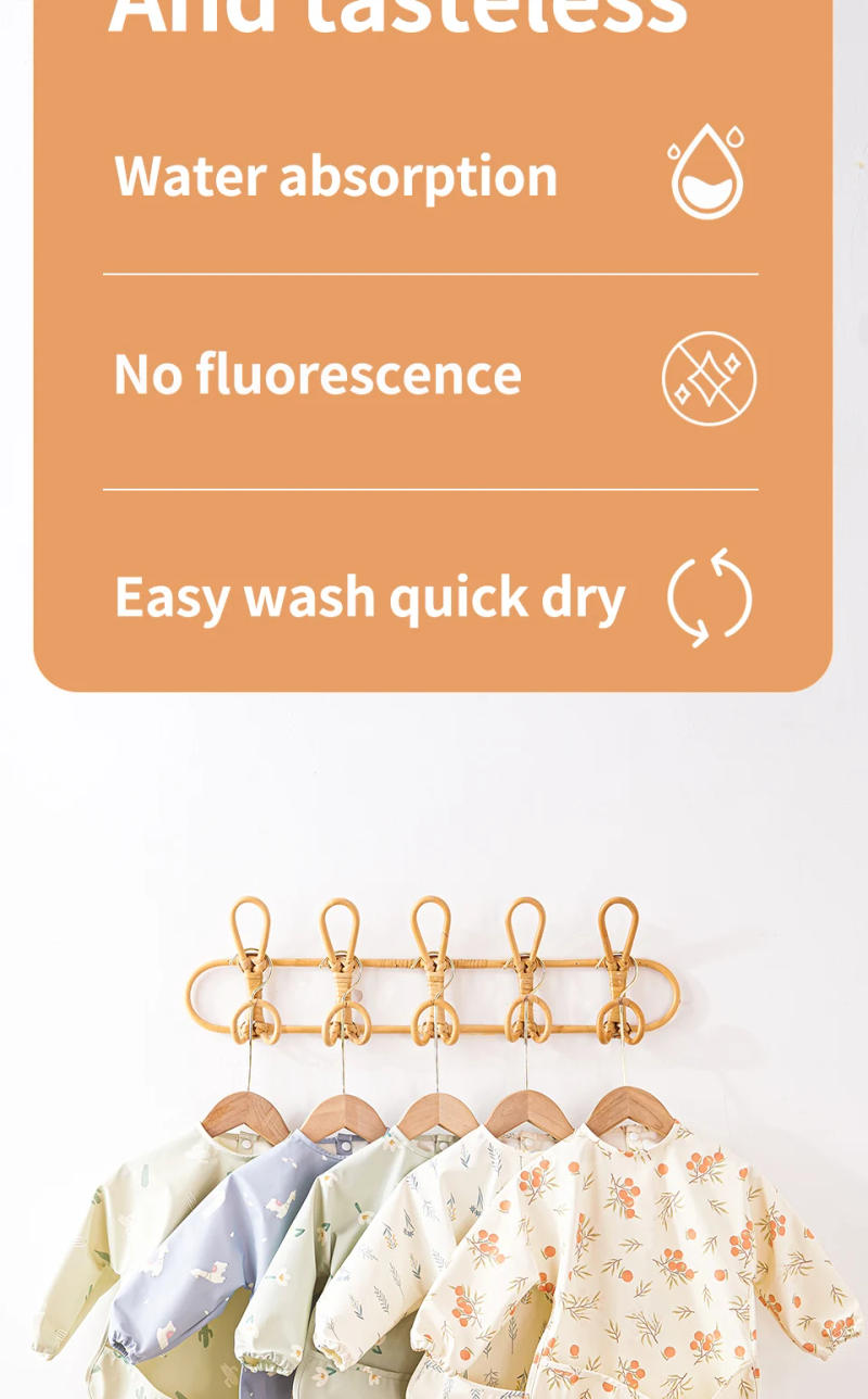 Description Picture 5 of itemHappyflute Waterproof Long Sleeved Bib Easy To Clean Smock PU Feeding Bib Apron for Kids 1-2 Years