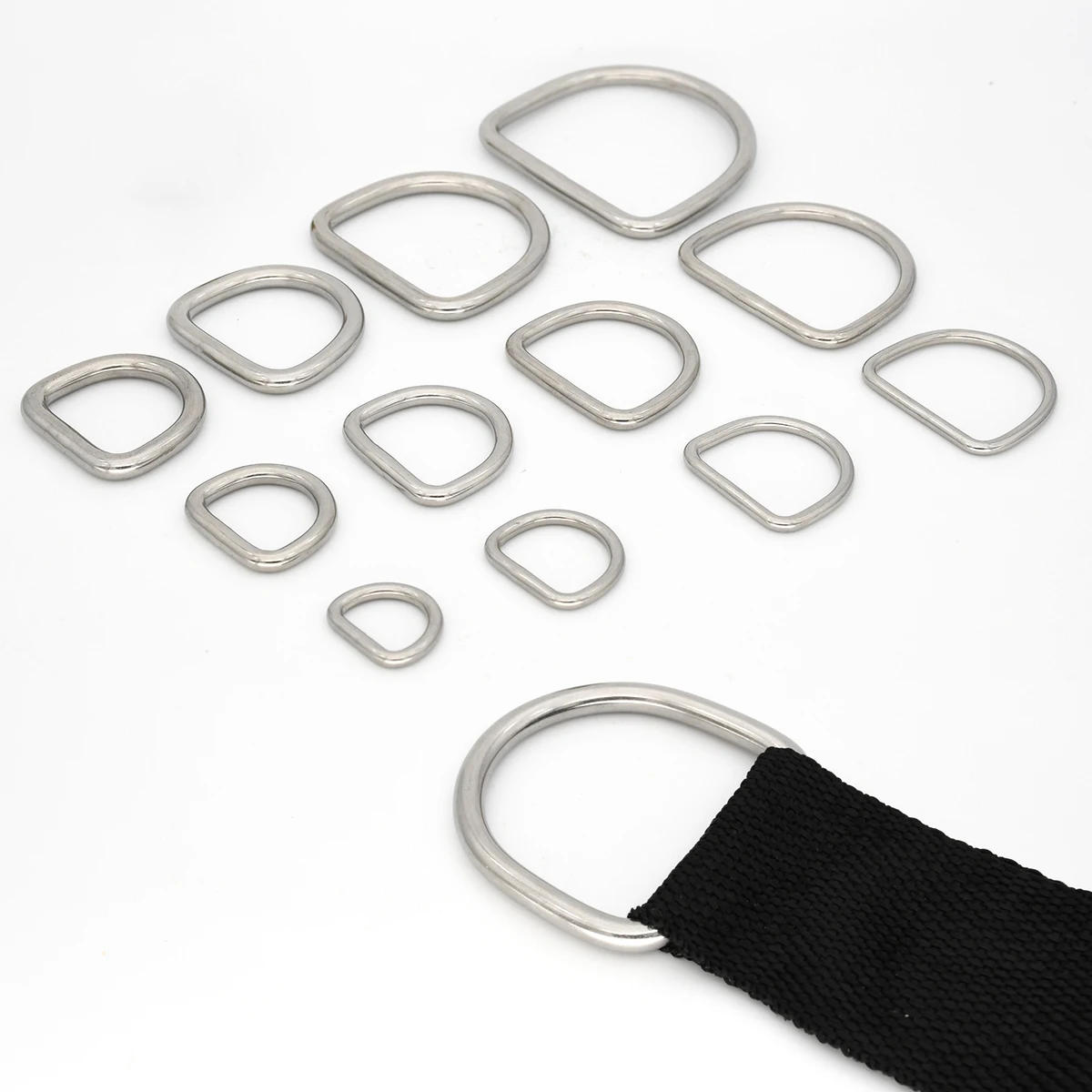 Description Picture 2 of itemStainless Steel Dee D Ring Buckle Clasp for Pet Dog Collar Backpack Leathercraft Purse Bag Strap Belt Webbing Garments Parts