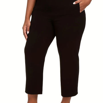 New summer plus size European and American style high stretch face solid color fashion straight pants nine-point pants