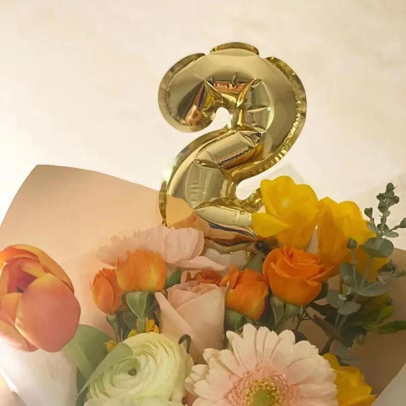 Description Picture 6 of itemFive Inch Number 0-9 Gold Cake Toppers Foil Balloons Party Balloons Mini Cupcake Topper for Wedding Birthday Party Decorations