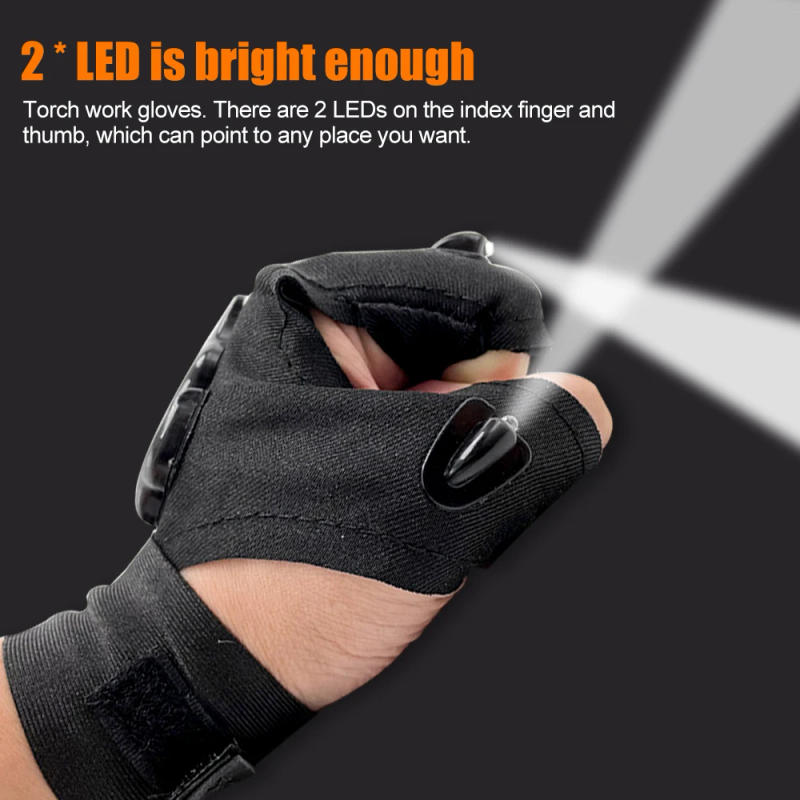 Description Picture 3 of itemLED Gloves Finger Lamp USB Rechargeable Magic Strap Hands Free Gloves Flashlight Outdoor Waterproof Rescue Repair Night Lighting