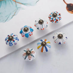 Vintage Drawer Knob Color Painted Ceramics Alloys Pumpkin Handle Cabinet Cupboard Door Furniture Hardware Handle Drawer Knob