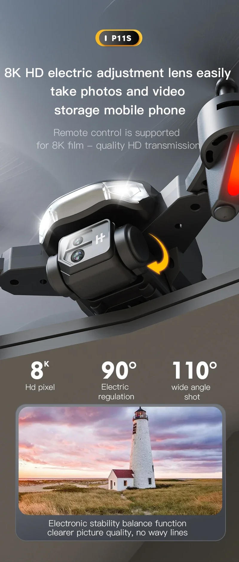 Description Picture 6 of itemXiaomi P11 Max Drone Professional HD 8K 5G GPS Aerial Photography Dual-Camera Obstacle Avoidanc Brushless Quadrotor 10000M