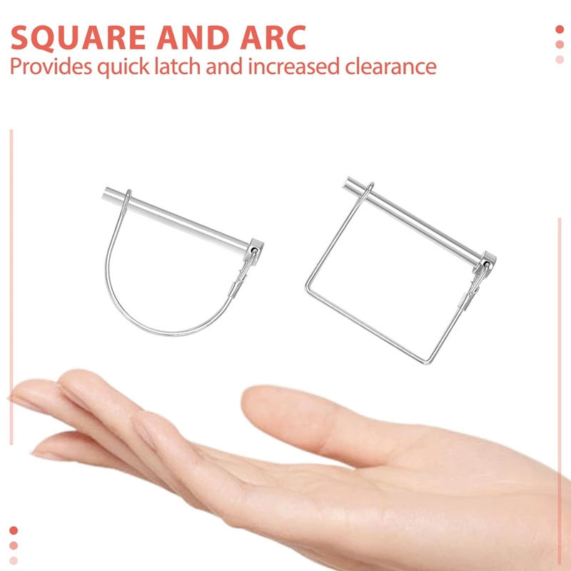 Description Picture 6 of item10 Pieces Shaft Locking Pin Safety Coupler Pin 1/4 Inch Diameter In 2 Shapes Of Square And Arch (Silver)