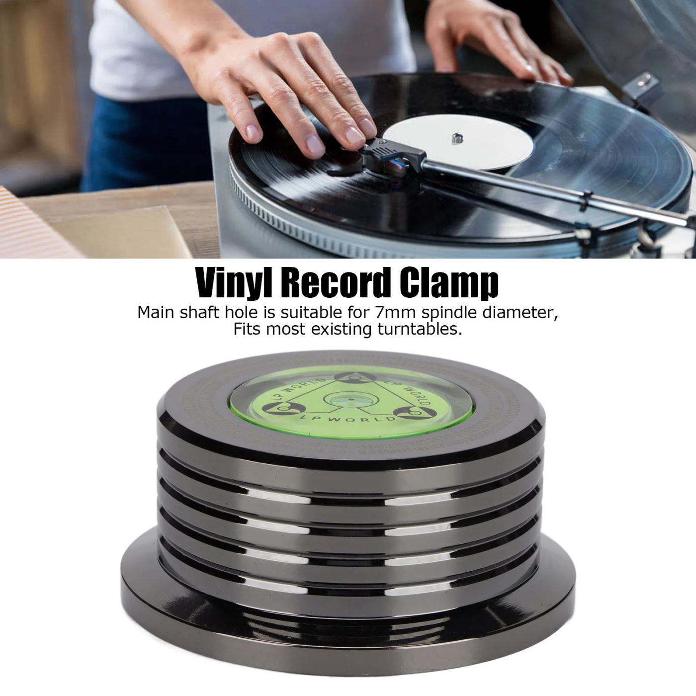 Description Picture 2 of itemMusic Recording Equipment Record Weight Stablizer Aluminum Turntable Disc Clamp with Bubble Leveling for LP Record Player 50Hz