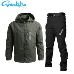 2024 Casual Jackets  Fishing Outdoor Sports Hooded Jacket Pant Men's Waterproof Clothing Jacket Summer Autumn Hiking Suit