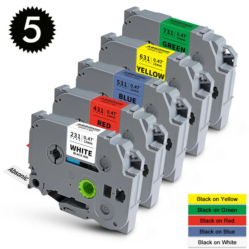 Description Picture 2 of item5pcs 12mm 231 TZe Label Tape Compatible for Brother TZe231 TZ231 TZ 12mm Laminated Black on White for Brother P touch Labeller