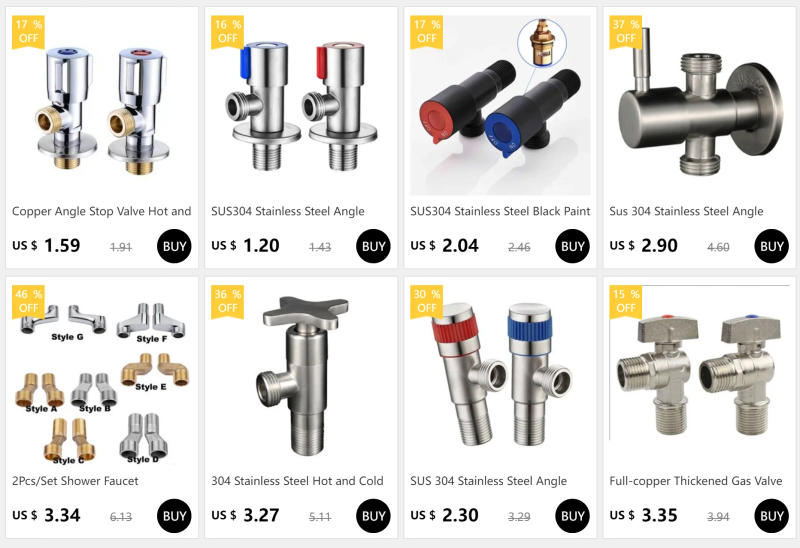 Description Picture 2 of item2pcs/Pair Shower Faucet Adjustable Adapter Solid Brass Wall Mounted Width Replacement Angle Valve Bathroom Accessories