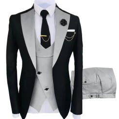 New Costume Slim Fit Men Suits Slim Fit Business Suits Groom Black Tuxedos for Formal Wedding Suits Jacket Pant Vest 3 Pieces
