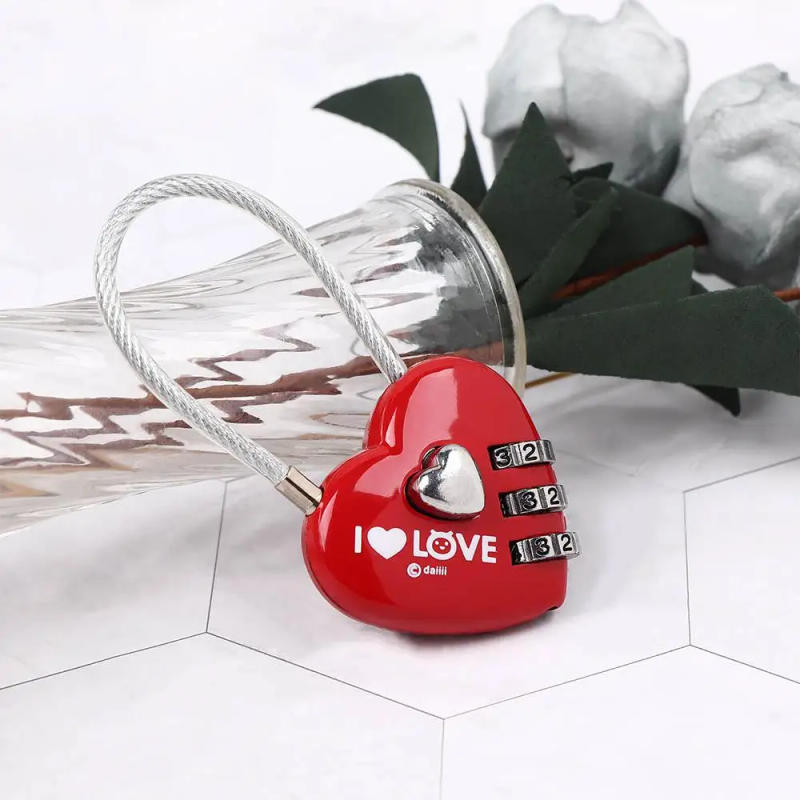 Description Picture 5 of itemLuggage Coded Digits Password Travel Mini Shape Shaped Love Heart Lock Padlock Digital Lock Lock