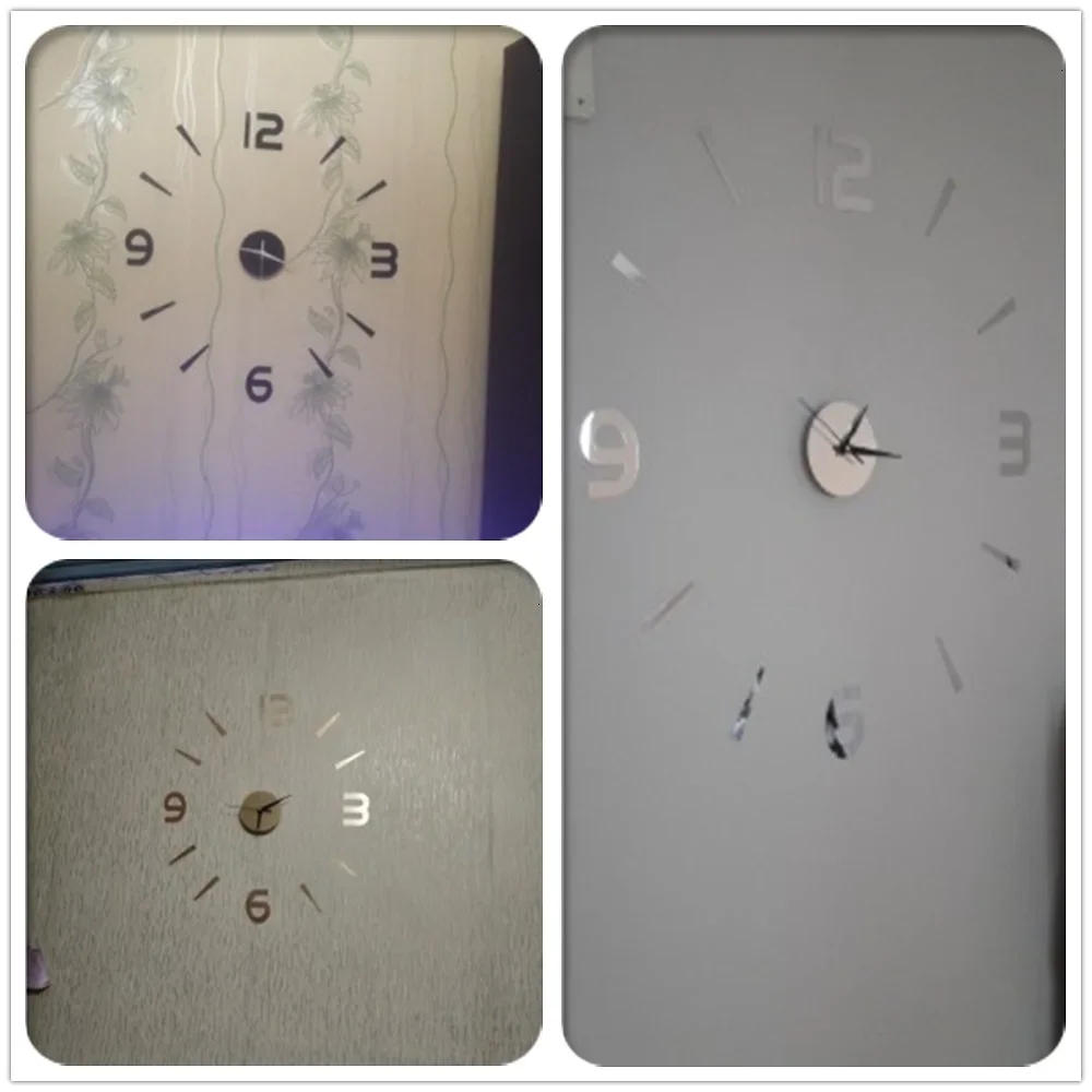 Description Picture 3 of item27inch Nordic Wall Clock Dining Restaurant Cafe Decorative Clocks Acrylic Mirror Wall Sticker Silent Quartz Watch Home Decor