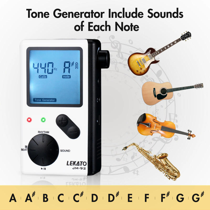 Description Picture 5 of item2-in-1 Pocket LEKATO Electronic Digital Metronome for Piano Guitar Drum Ukulele Practice with Timer 8 Beat Tones Tone Generator