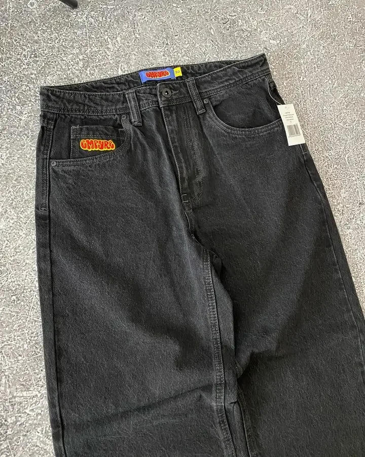 Description Picture 6 of itemStreetwear Empyre Jeans Y2K Hip Hop Gothic Cartoon Graphic Embroidered Baggy Jeans Black Pants Mens Womens New Wide Leg Trouser