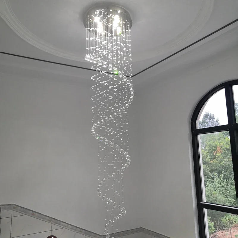 Description Picture 5 of itemModern K9 Large LED Spiral Living Room Crystal Chandeliers Lighting Fixture for Staircase Stair Lamp Showcase Bedroom Hotel Hall