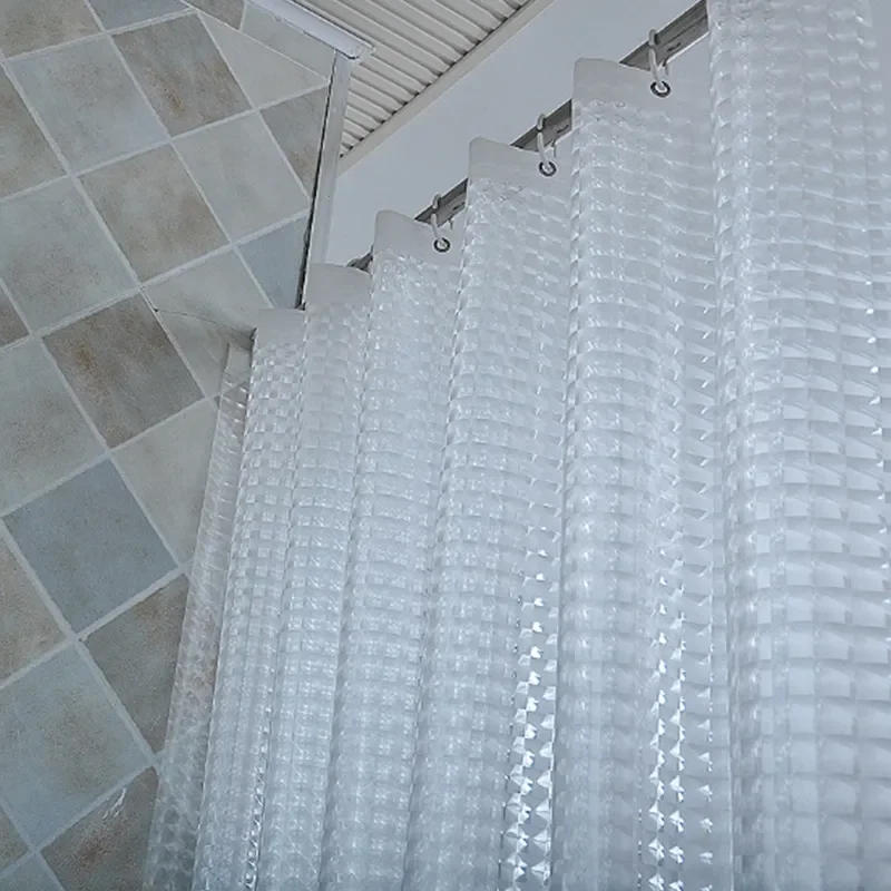 Description Picture 6 of itemShower Curtains Transparent PEVA Fabric Bathroom Curtain Waterproof Modern Style with Hooks Shower Curtain for Toilet 200cm