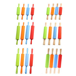 Non-Stick Silicone Rolling Pin Wooden Handle Pastry Dough Flour Roller Kitchen Cooking Baking Tool For Pasta Cookie Dough