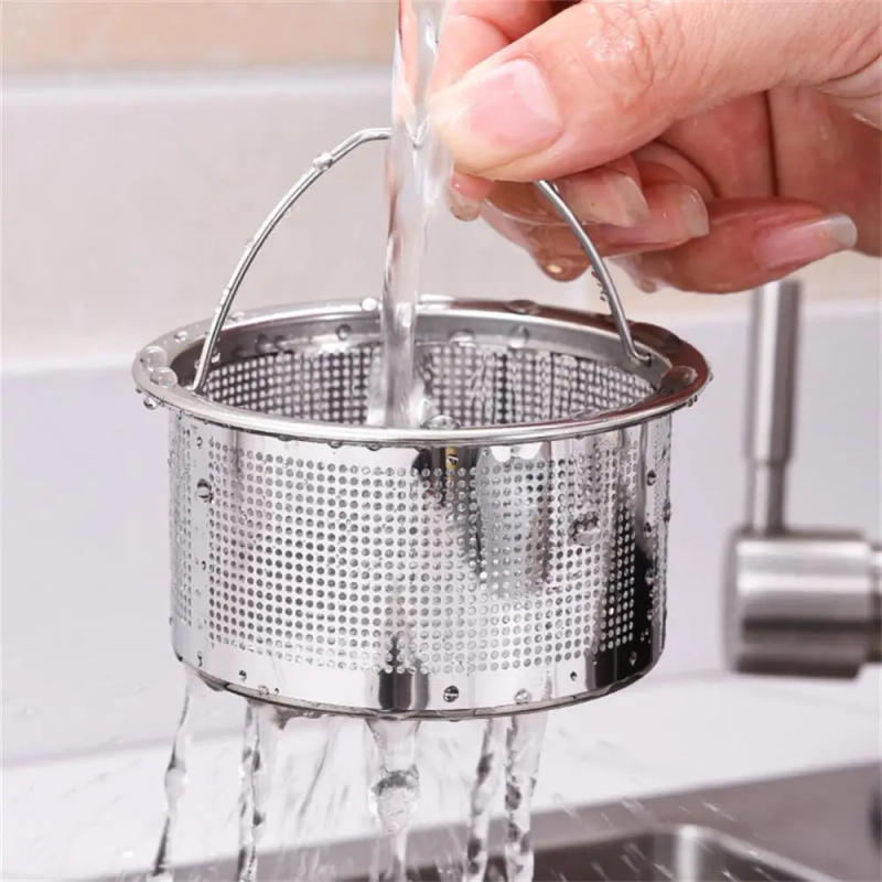 Description Picture 5 of itemStainless Steel Kitchen Sink Strainer Basin Sink Drain Filter Basket With Handle Filters Kitchen Waste Kitchen Accessories