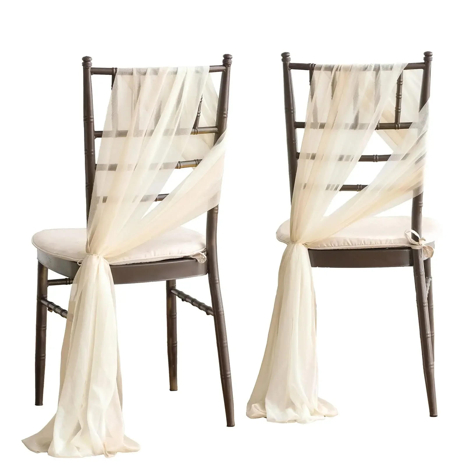 Description Picture 5 of item10/50Pcs 17x250cm sage green Chiffon Chair Sashes 12 Set Sash Wedding Chair Covers Ribbon Wedding Party Aisle Chair Decor