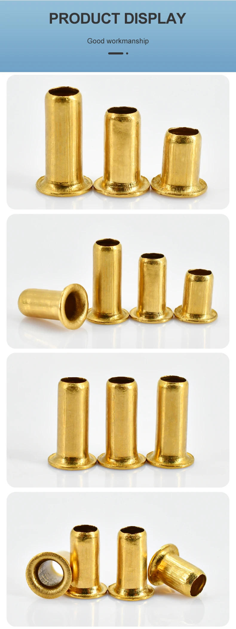 Description Picture 6 of itemBrass Copper Hollow Rivet M1.3 M1.5 M1.7 M2 M2.3 M2.5 M3 M4 M5 M6 Double-sided Circuit Board PCB Nails Through-Hole Tubular Nuts