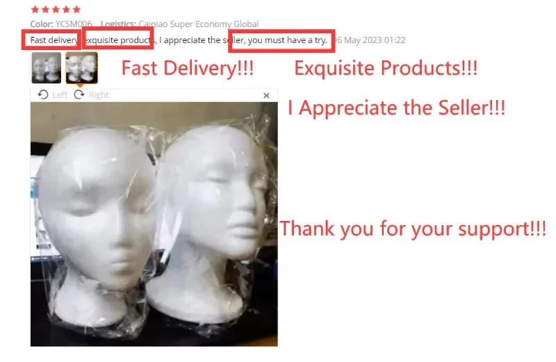 Description Picture 4 of item1Pcs Female Styrofoam Foam Mannequin Manikin Head Hat Glasses Display Foam Mannequin Head Model Hat Wig Display Stand Rack Tools