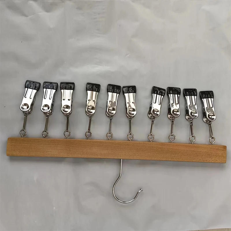 Description Picture 4 of item6/10 Clips Hat Holder,Household Multifunctional Organizer for Cap Socks Towel,Household Wooden Hats Hanger for Closet Storage