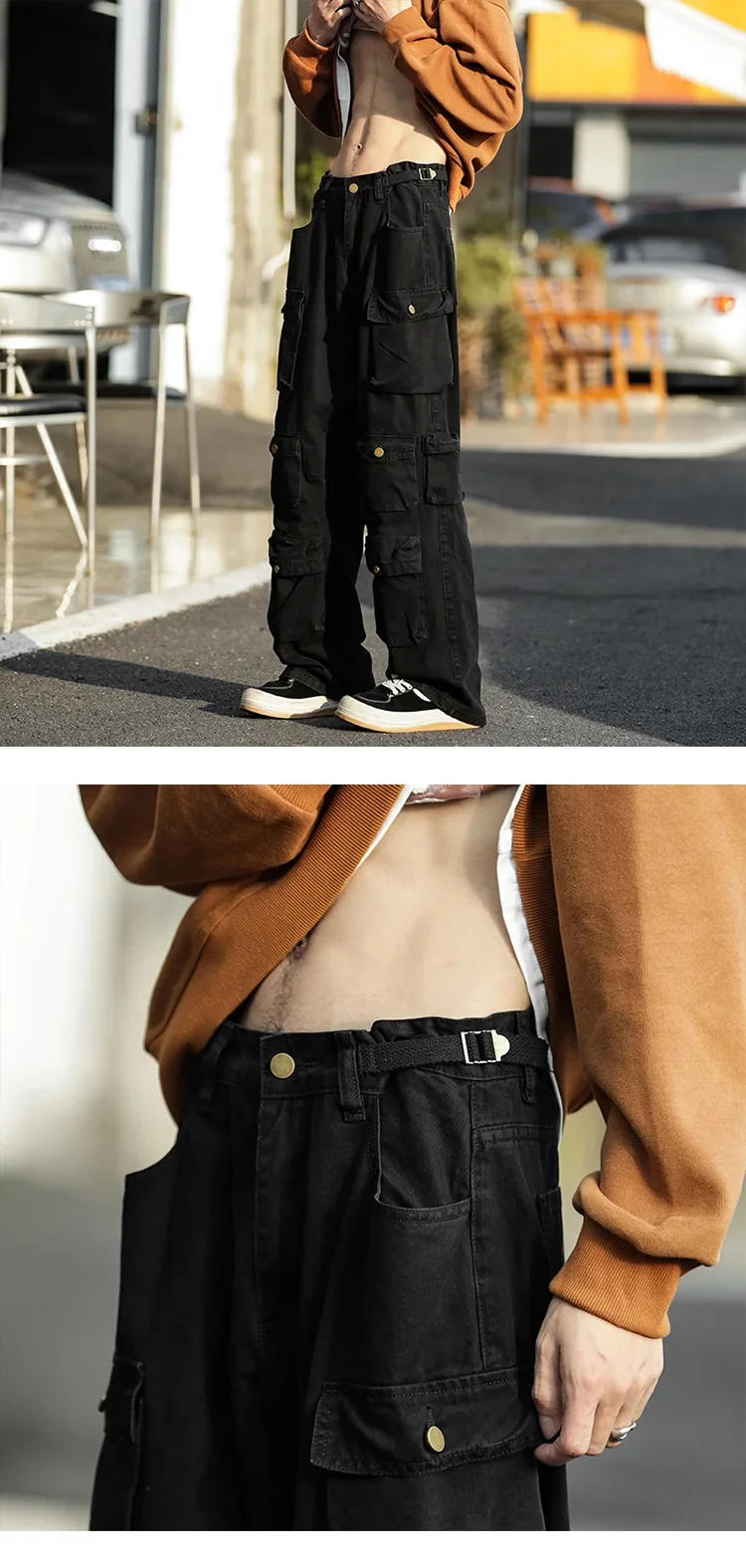 Description Picture 6 of itemMen's Cargo Pants High Street Popular Multi-pocket Overalls ​Harajuku Style Loose Casual Trousers Autumn Streetwear Clothing