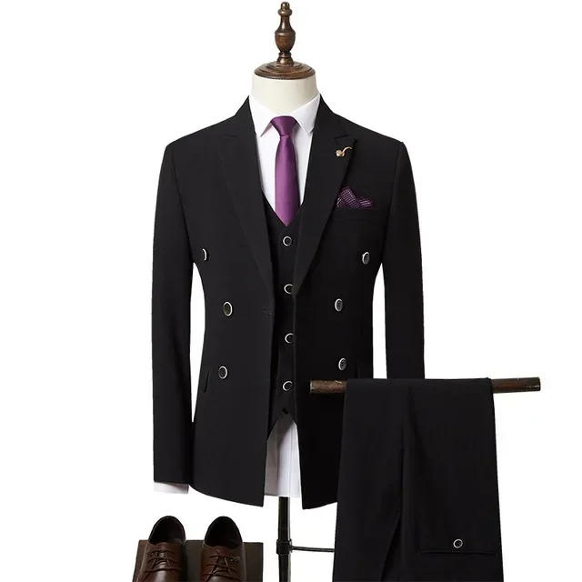 Description Picture 5 of itemElegant Grey Formal Business Men Suits High Quality Slim Fit Fashion Blazer Hombre Groom Tuxedo Custom 3 Piece Set Costume Homme