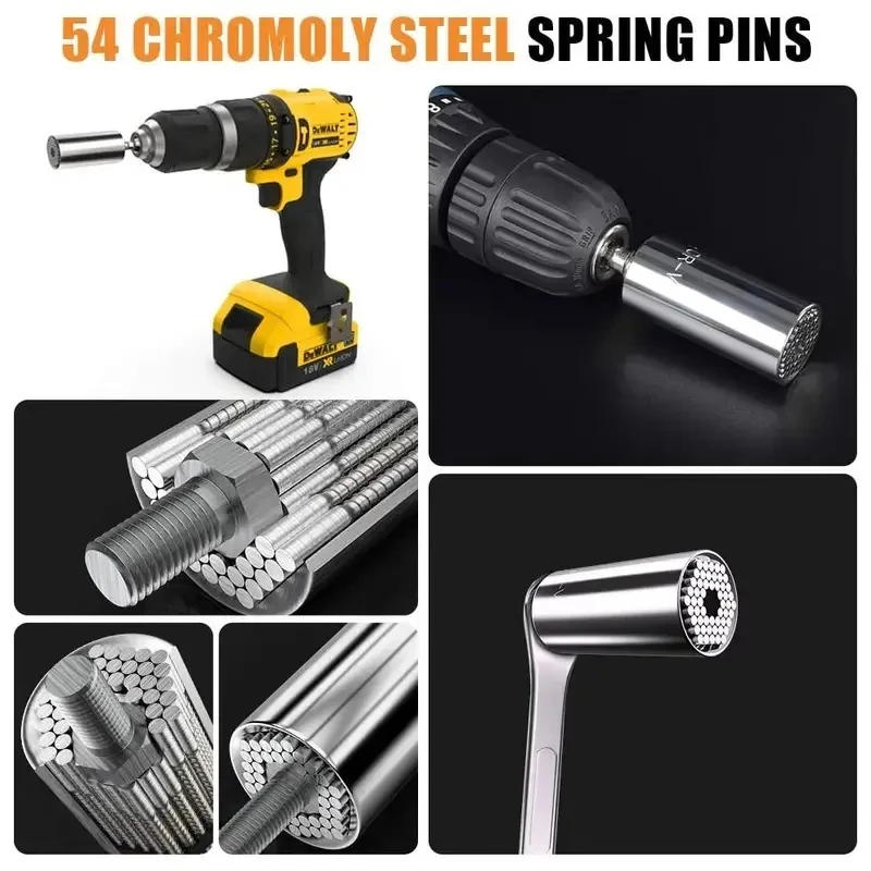 Description Picture 5 of itemUniversal Socket Wrench Head Set Sleeve Gadget 7-19mm Power Drill Adapter Spanner Key Nut Magic Grip Multi Hand Tools multitool