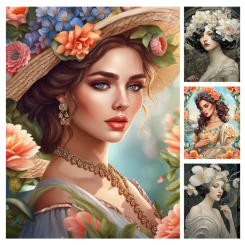 DIY Diamond Painting 2024 New Elegant and Beautiful Woman and Flower Embroidery Full Diamond Mosaic Portrait Cross Stitch