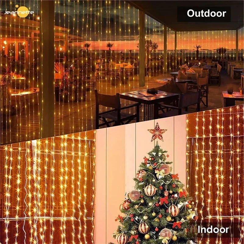 Description Picture 2 of item400 LED Curtain String Lights 8 Modes Remote Control Fairy Lights Christmas Decorations Wedding Holiday Party Bedroom Home Decor