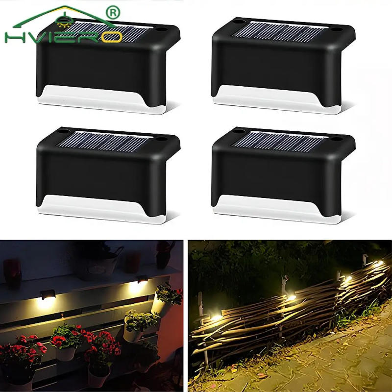 Description Picture 4 of item4Pcs Solar LED Stair Wall Lamp Outdoor IP65 Waterproof For Courtyard Yard Patio Steps Fence Garden Pathway Lighting Night Light
