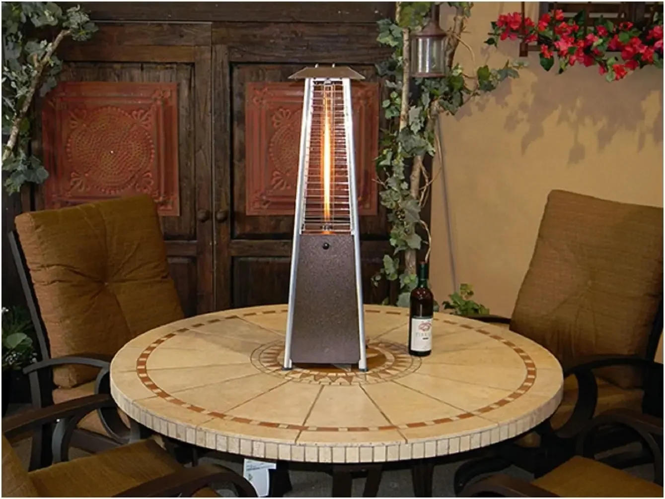 Description Picture 4 of itemHLDS032-GTTHG Portable Propane Table Top Pyramid Glass Tube Patio Heater 9500 BTU Bronze SMALL Hammered Bronze finish