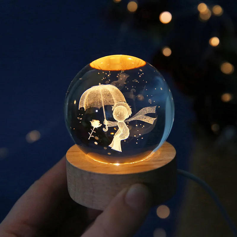 Description Picture 6 of itemCrystal ball 6cm 3D Crystal Planet Night Light Laser Engraved Solar System Globe Advanced Decoration Graduation GiftAstronomy Bi