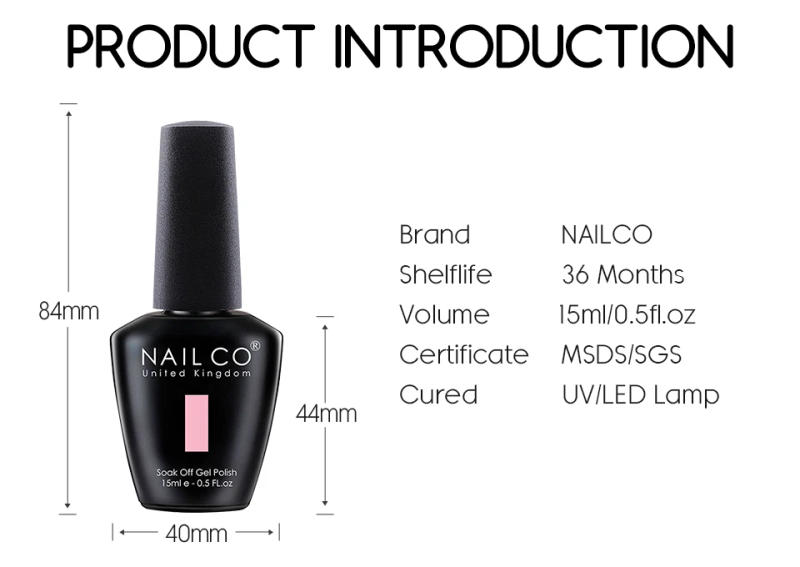 Description Picture 6 of itemNAILCO 15ml Top Coat Base Coat Nail Gel Polish Primer Magic Remover 4pcs/Set UV Nail Lakiery Esmalte LED Nails Art Design Vernis