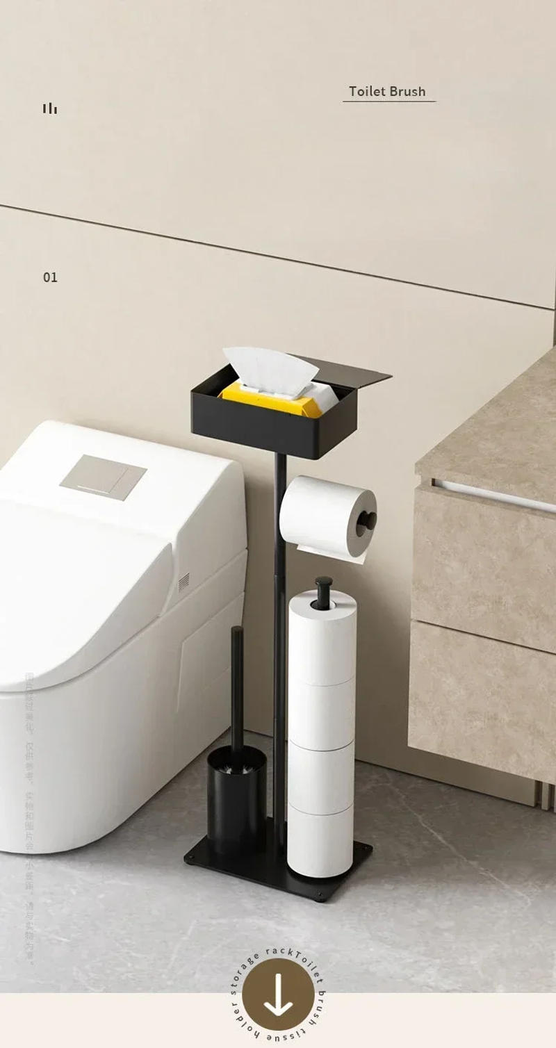 Description Picture 2 of item304 Stainless Steel Integrated Bathroom Accessories Toilet Brush Holder Floor Standing Toilet Paper Holder Cleaning Tools