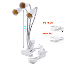E27 Socket 3 Head Flexible Light Clip With On/Off Switch Lamp Holder For Desk Light LED Plant Grow Bulbs Base EU/US Plug u
