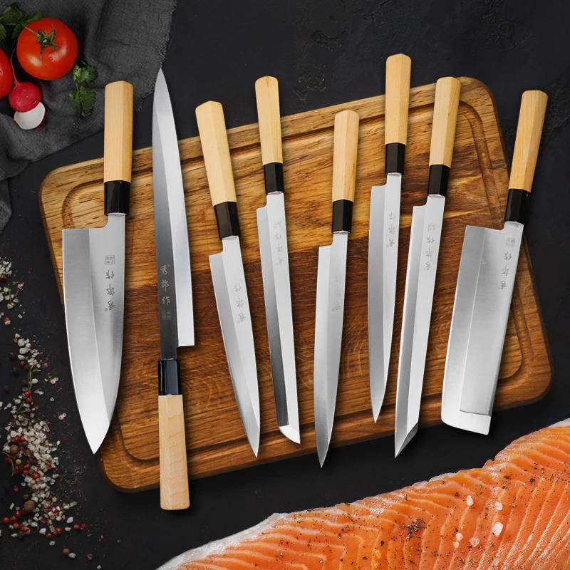 Description Picture 2 of itemJapanese Kitchen Knife Sushi Sashimi Knife Chef High Carbon Stainless Steel Salmon Knife Slicing Knife Meat Cleaver Cooking Tool