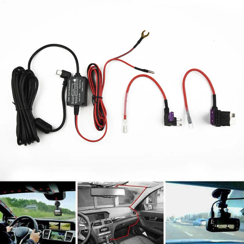 Description Picture 2 of item1 SET Car Hard Wire Fuse Box Car Recorder Dash Cam Hard Wire Kit Mini USB Charger Line Auto Dashcam Camera