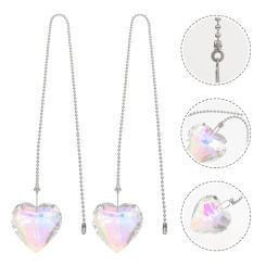 2 Pcs Love Heart Fan Pendant Decor Ceiling Chain Extender 555X45CM White Crystal The Lamp Pendants